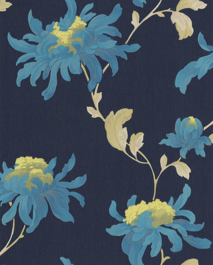 navy floral wallpaper,blue,aqua,pattern,turquoise,teal
