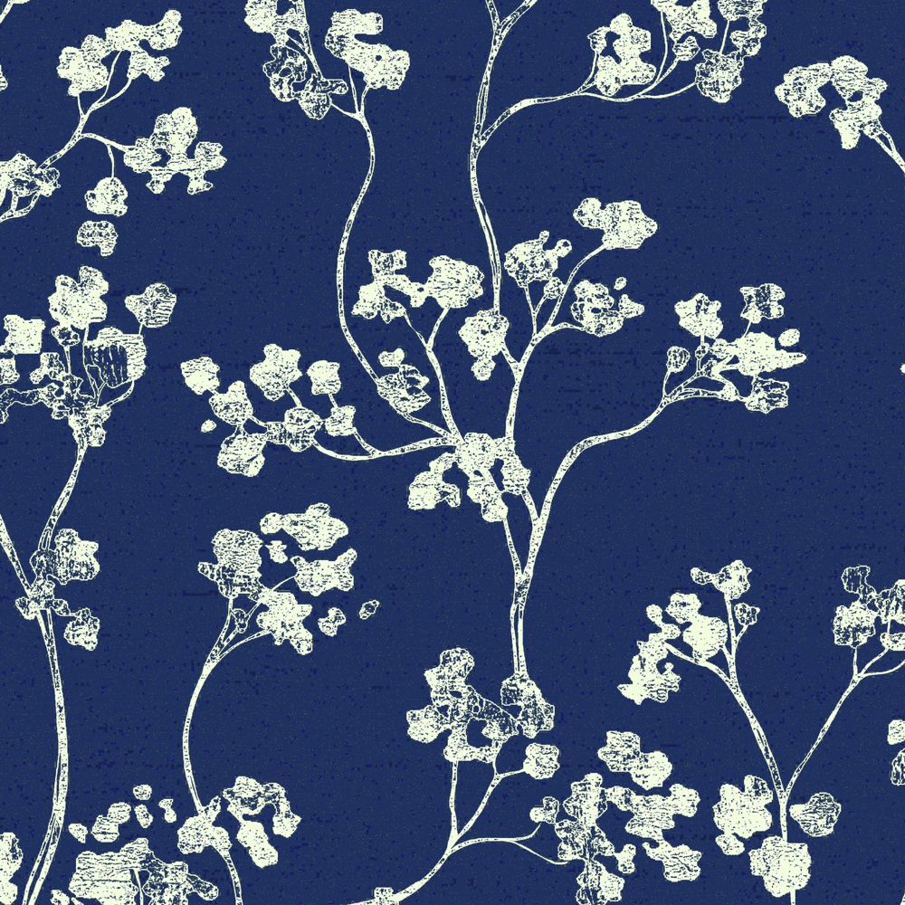 navy floral wallpaper,blue,pattern,pedicel,branch,wallpaper
