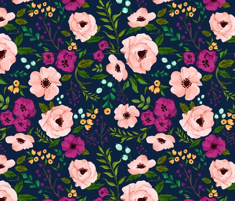 navy floral wallpaper,pattern,flower,floral design,design,plant