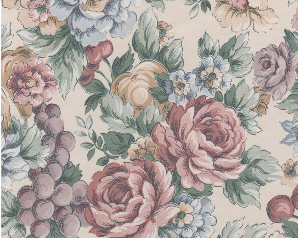 クリーム色の花の壁紙,花柄,パターン,花,庭のバラ,繊維