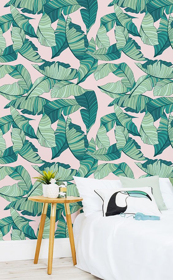 寝室のためのパステル壁紙,緑,葉,壁紙,工場,パターン