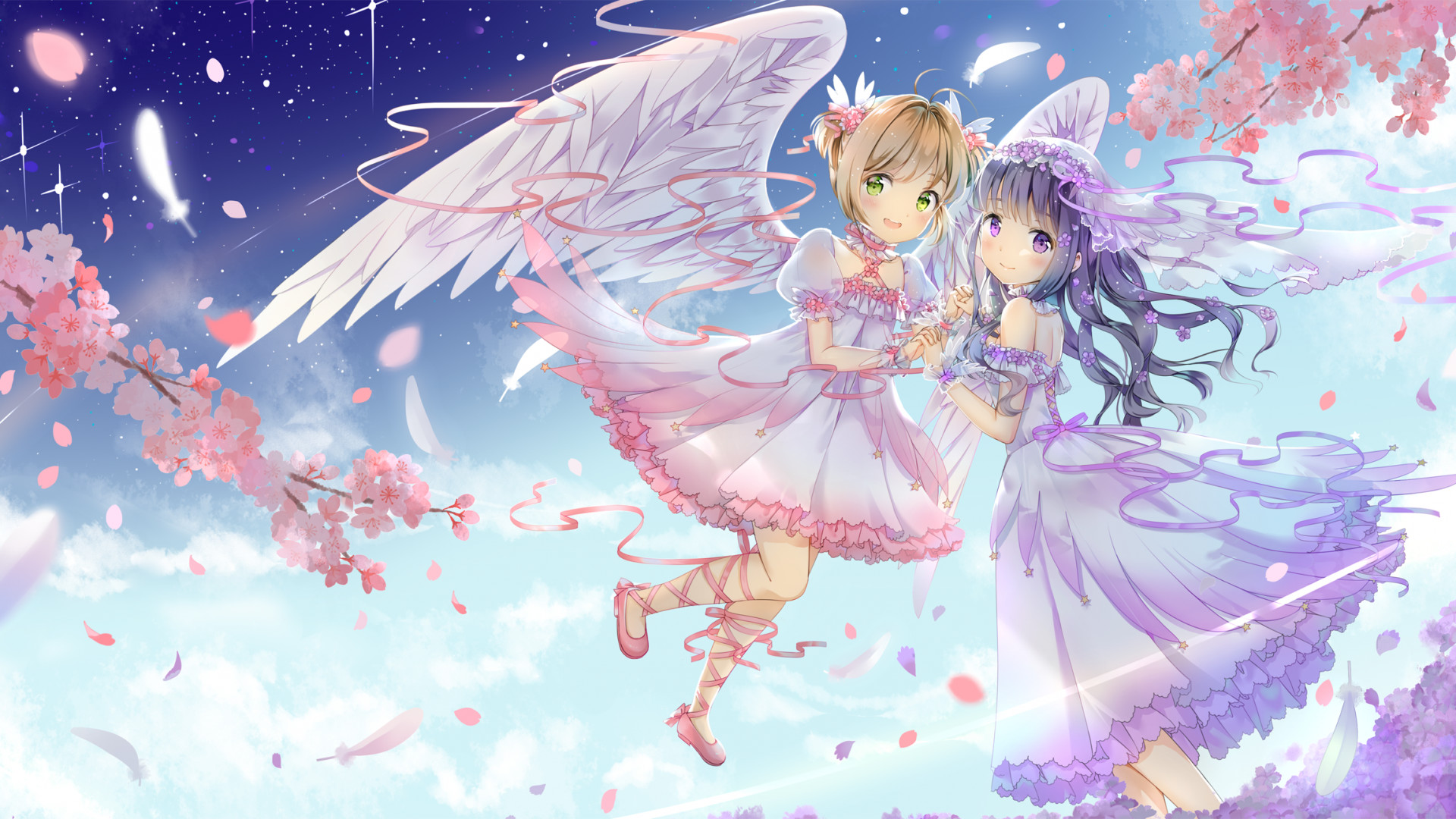 cardcaptor sakura fondo de pantalla,cg artwork,anime,ángel,dibujos animados,personaje de ficción