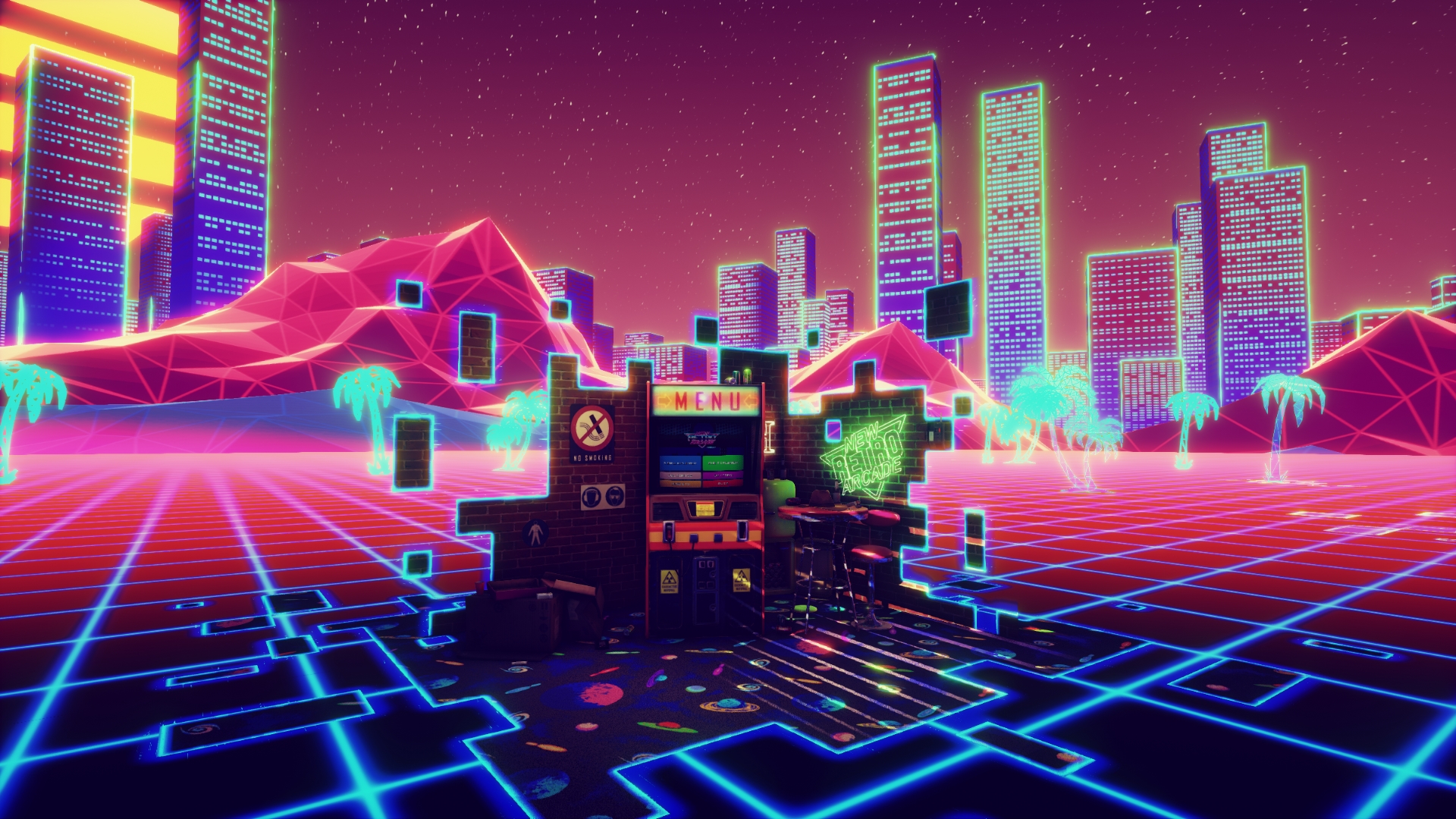 fondo de pantalla del juego de arcade,paisaje urbano,ciudad,ligero,neón,área metropolitana