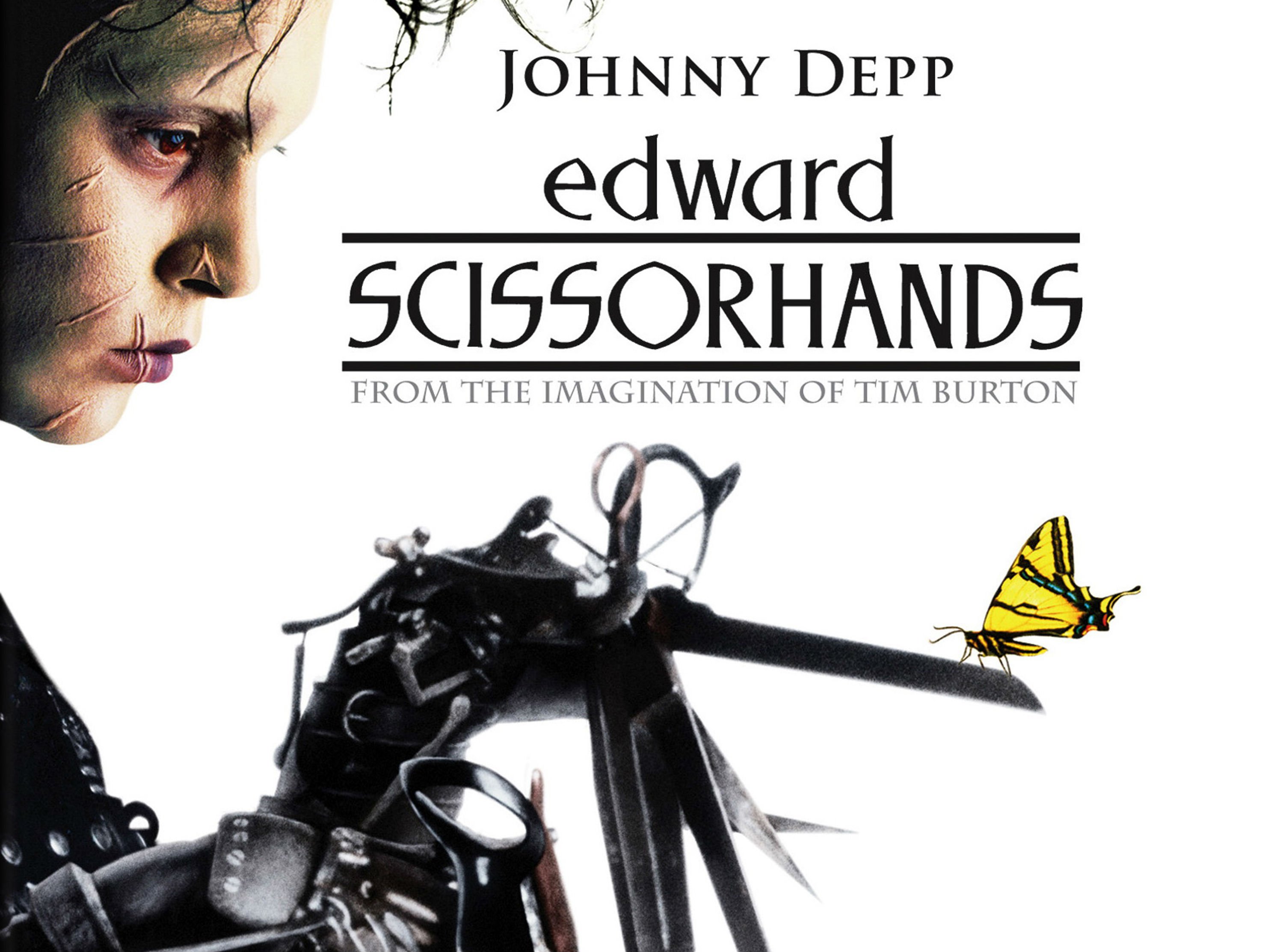 edward scissorhands wallpaper,font,vehicle,album cover,photography,movie