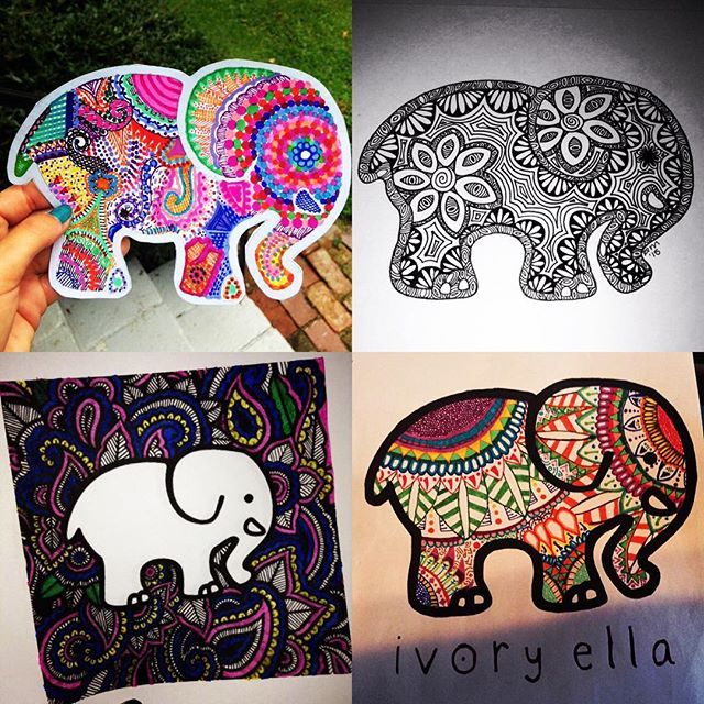elfenbein ella tapete,elefant,indischer elefant,elefanten und mammuts,muster,bildende kunst