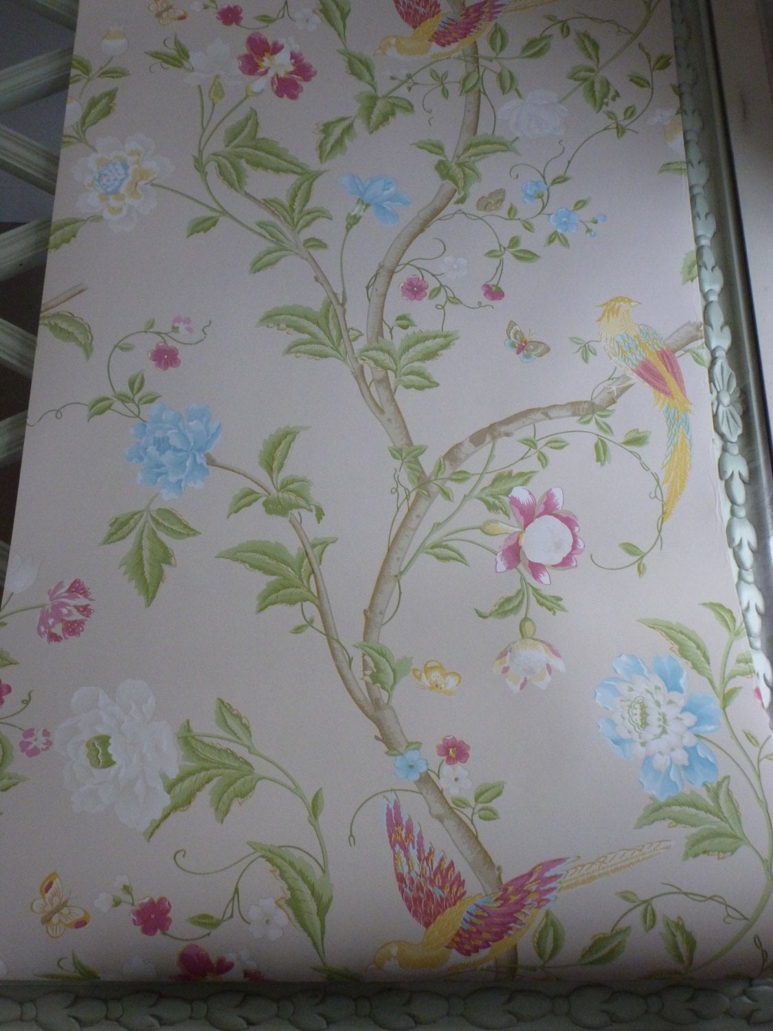 laura ashley summer palace wallpaper,rosa,tessile,modello,lenzuola,pianta