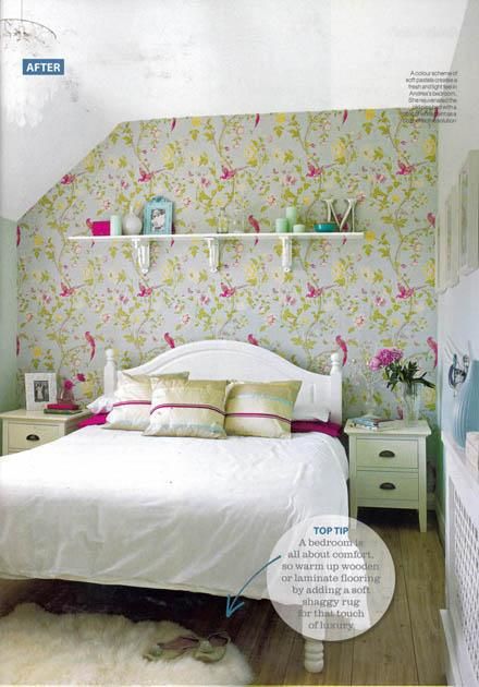 laura ashley summer palace wallpaper,bedroom,bed,room,furniture,wall