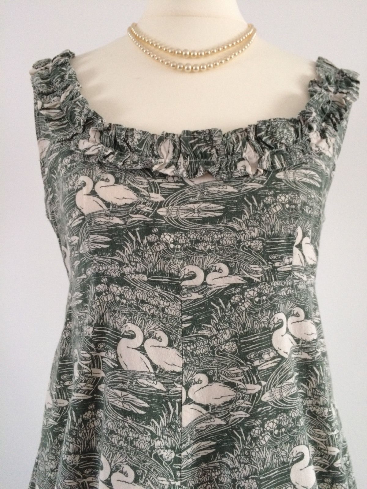 laura ashley swan wallpaper,clothing,day dress,dress,cocktail dress,neck