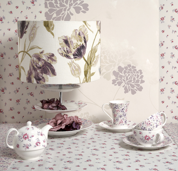 laura ashley isodore wallpaper,wallpaper,lilac,teacup,tableware