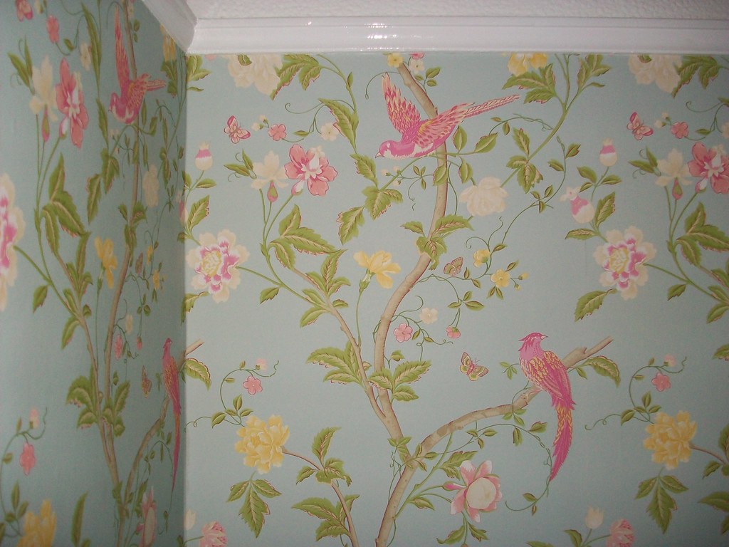 papier peint laura ashley oiseau,vert,rose,mur,fond d'écran,textile