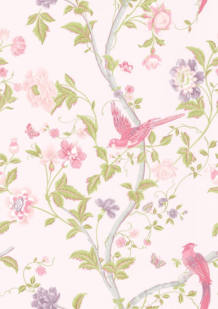 papier peint laura ashley oiseau,rose,modèle,fond d'écran,plante,fleur