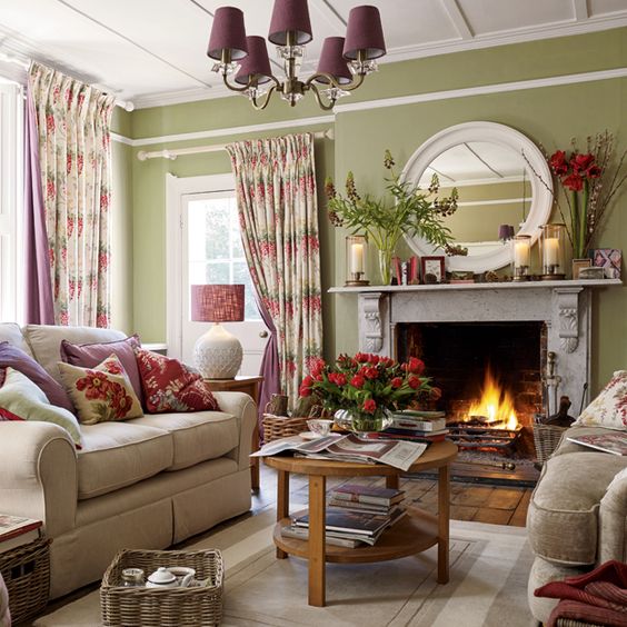 laura ashley green wallpaper,living room,room,furniture,interior design,fireplace