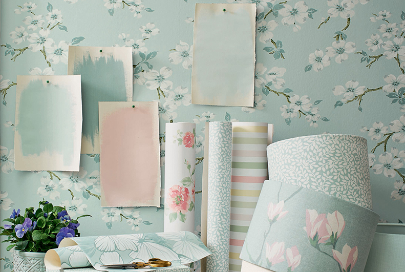 laura ashley stripe wallpaper,green,wallpaper,aqua,pink,room