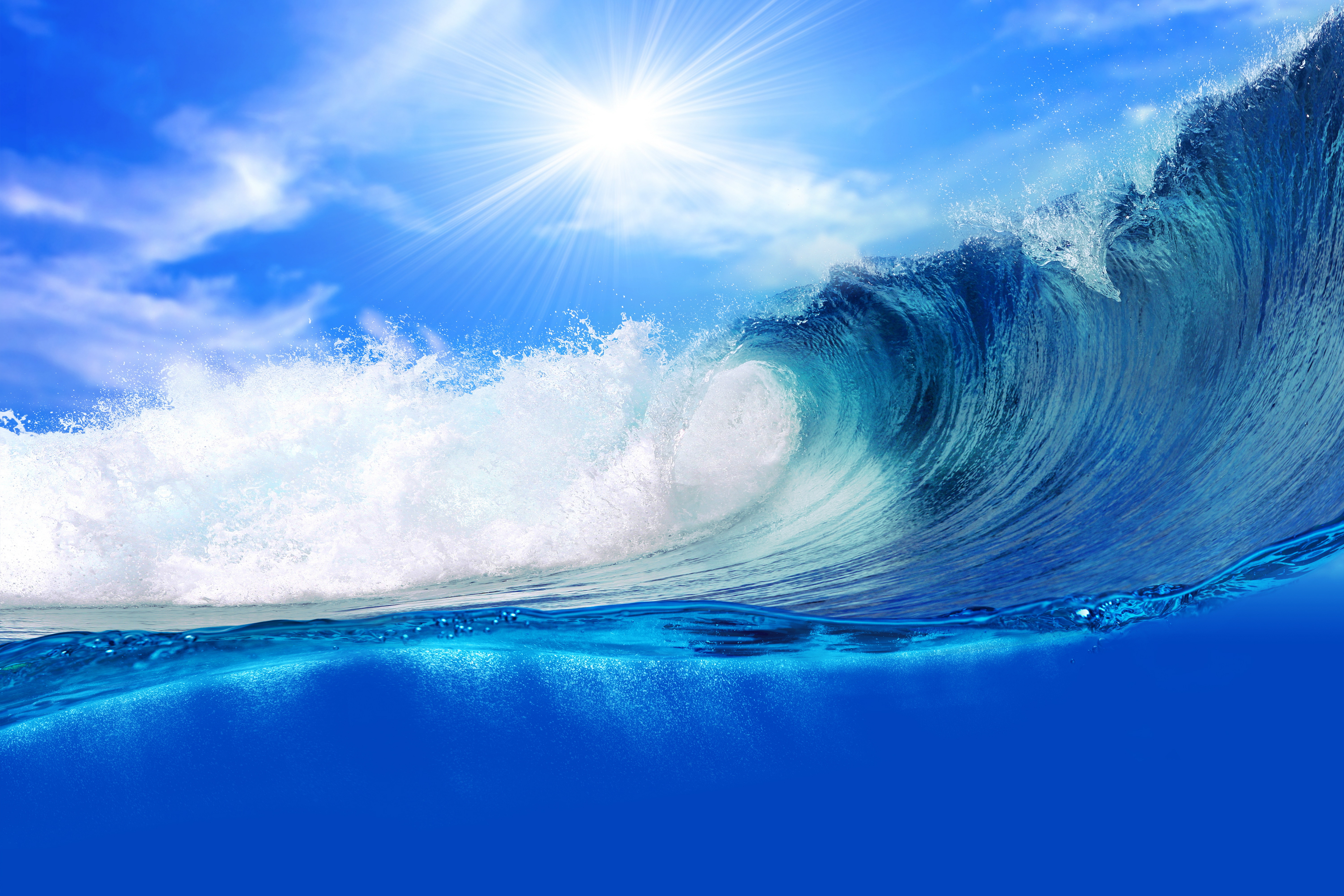 オラの壁紙,波,風の波,青い,空,水