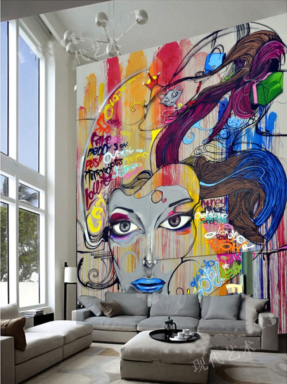 papel wallpaper,mural,art,modern art,interior design,graffiti