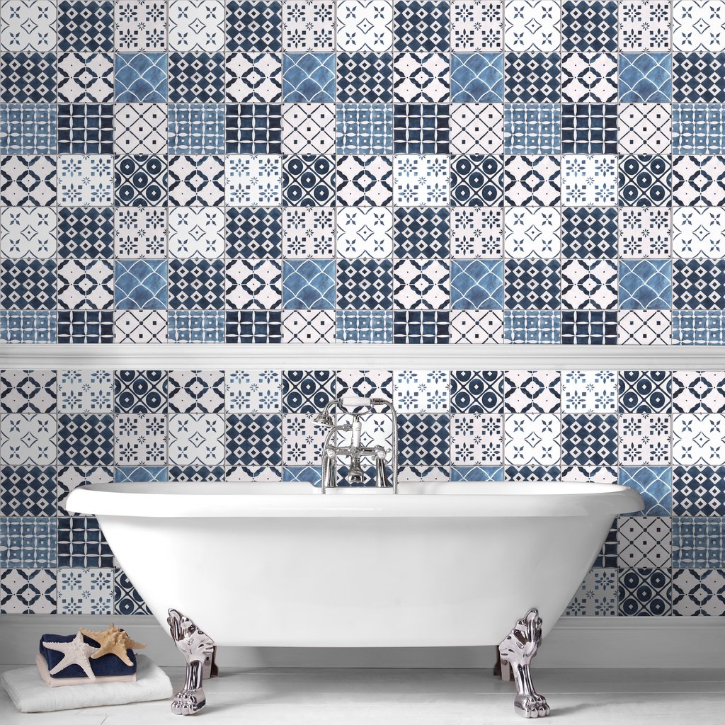 blue tile wallpaper,blue,tile,wall,bathroom,room (#696314) - WallpaperUse