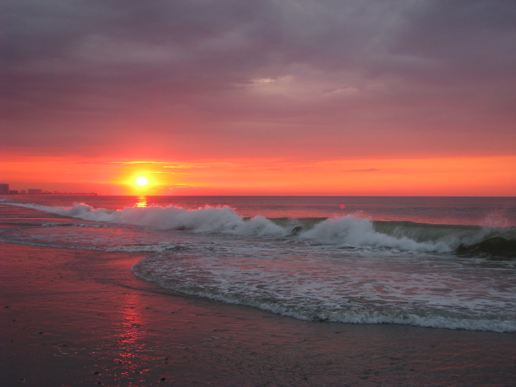 myrtle beach fondo de pantalla,cielo,horizonte,cuerpo de agua,cielo rojo en la mañana,amanecer