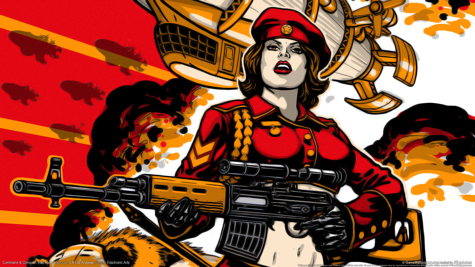 red alert 3 wallpaper,gun,cartoon,illustration,fictional character,art