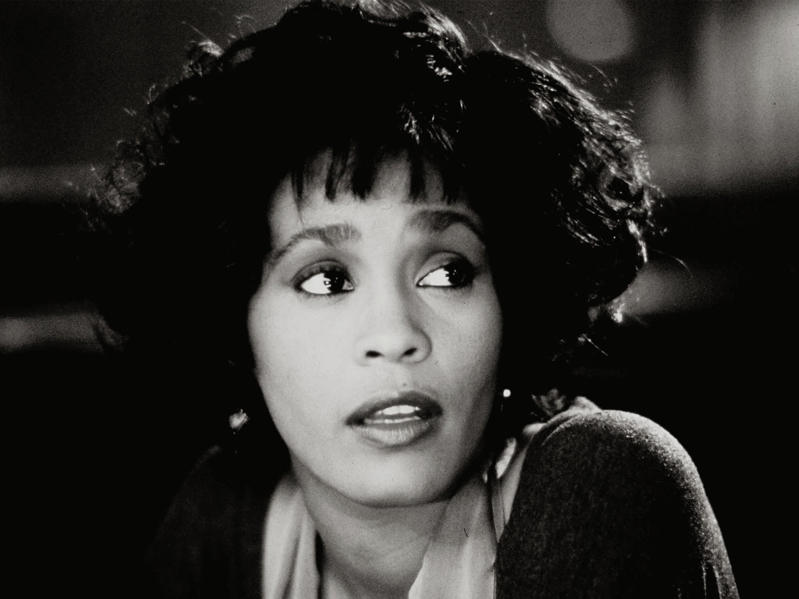 whitney houston wallpaper,face,hair,black,photograph,black and white