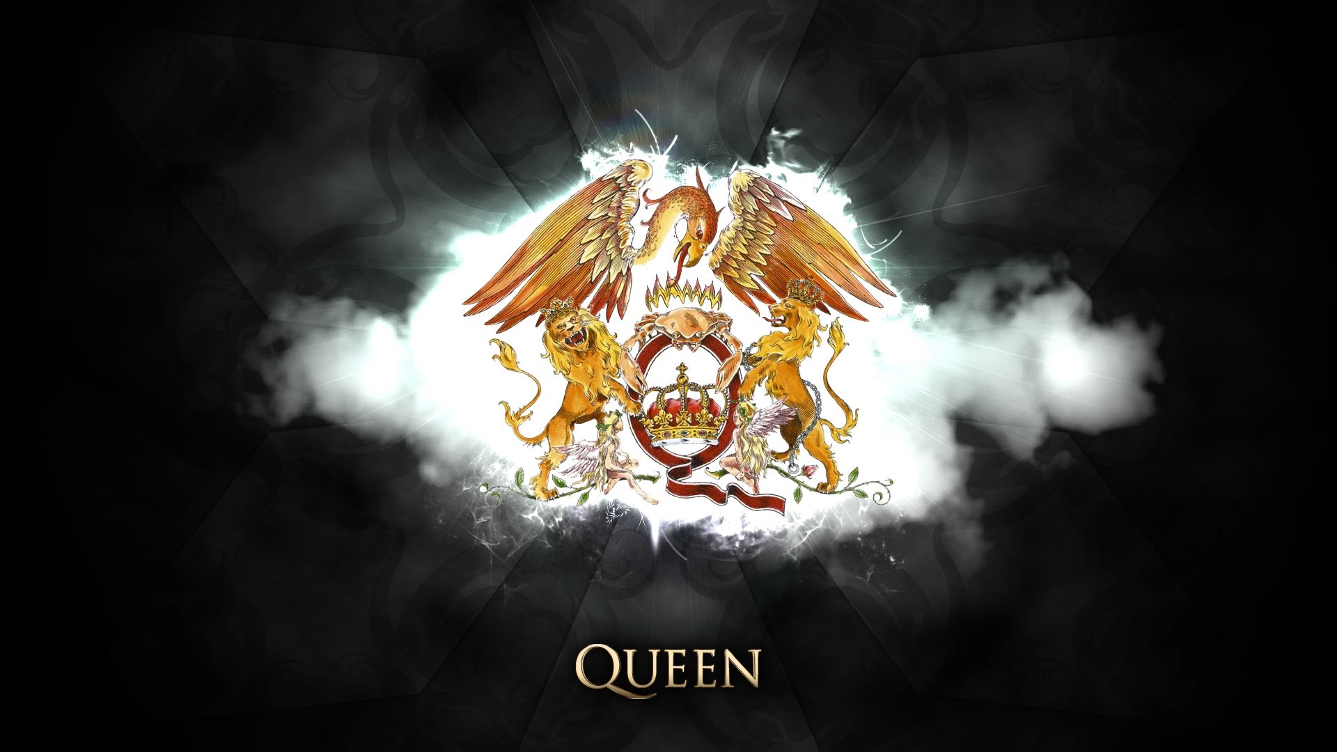 carta da parati con logo della regina,disegno grafico,font,illustrazione,grafica,buio