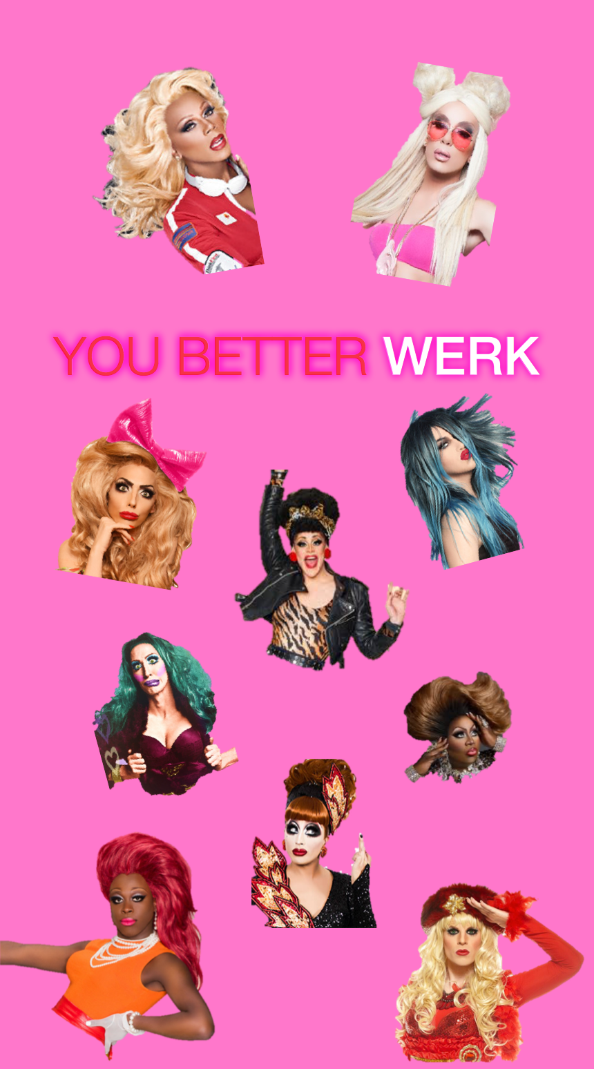 drag queen wallpaper,hair,facial expression,hair coloring,human,font
