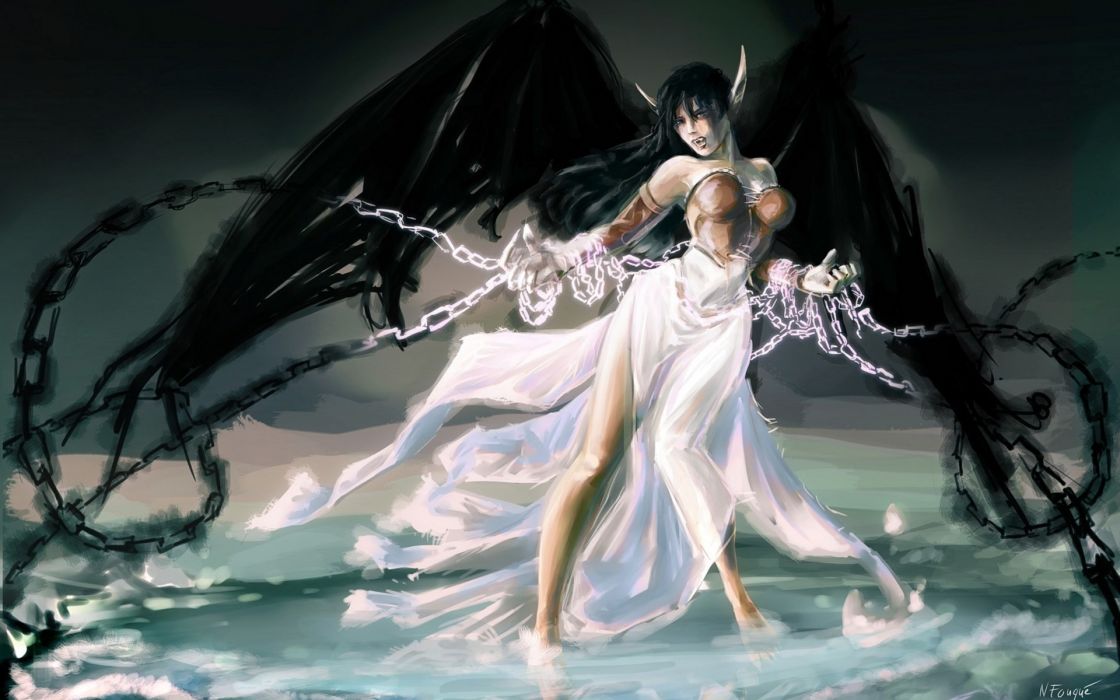 akt wallpaper,cg artwork,black hair,fictional character,illustration,mythology