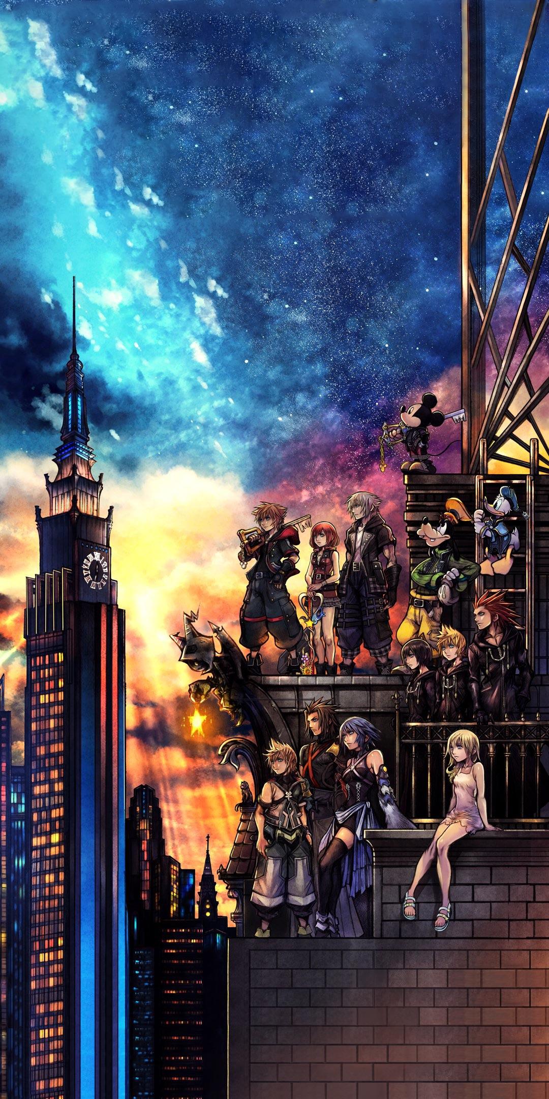 kingdom hearts iphone wallpaper,sky,cg artwork,city,metropolitan area,architecture