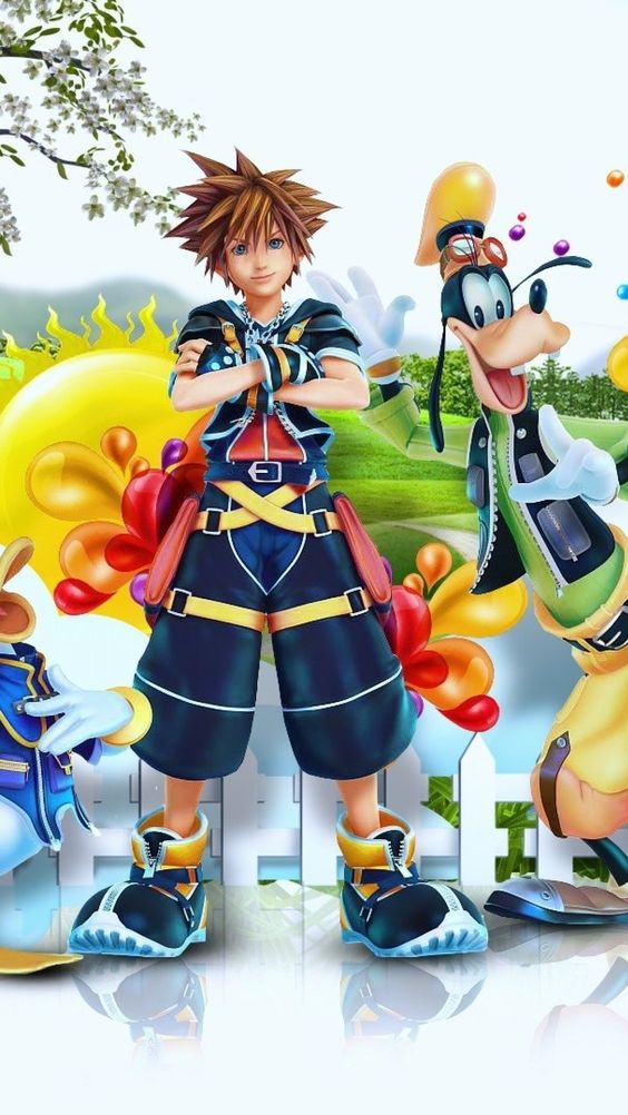 kingdom hearts iphone wallpaper,cartoon,anime,action figure,toy,animation