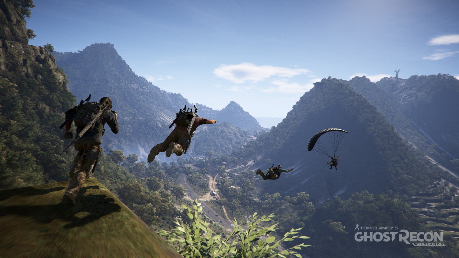 ghost recon wildlands wallpaper,paragliding,mountain range,mountain,air sports,screenshot