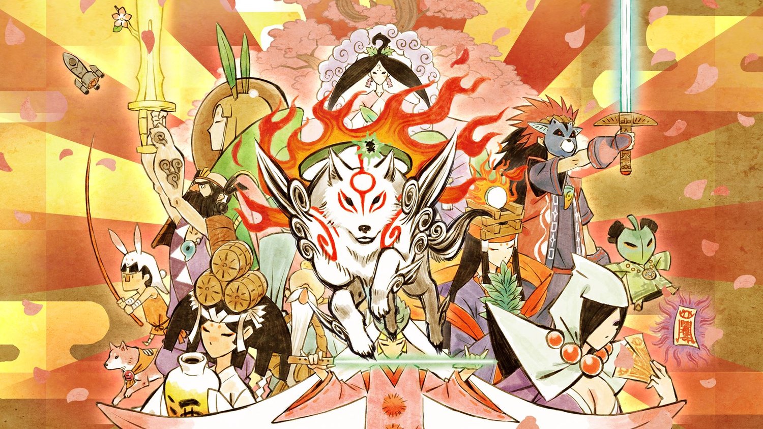 okami wallpaper,karikatur,anime,illustration,kunst,erfundener charakter