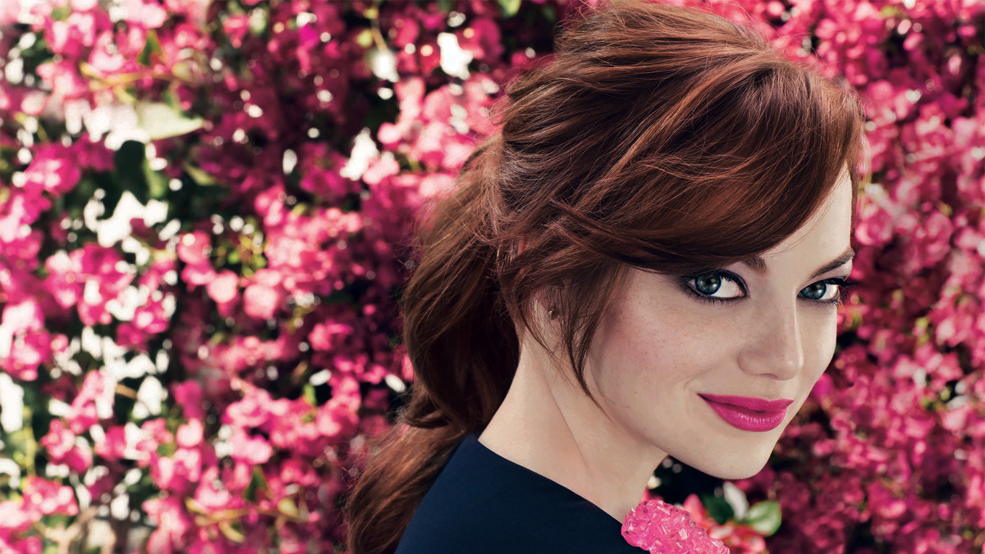 emma stone wallpaper,capelli,viso,acconciatura,rosa,bellezza