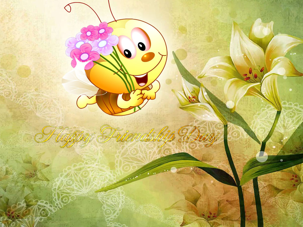 happy friendship day wallpaper,animated cartoon,insect,cartoon,illustration,plant