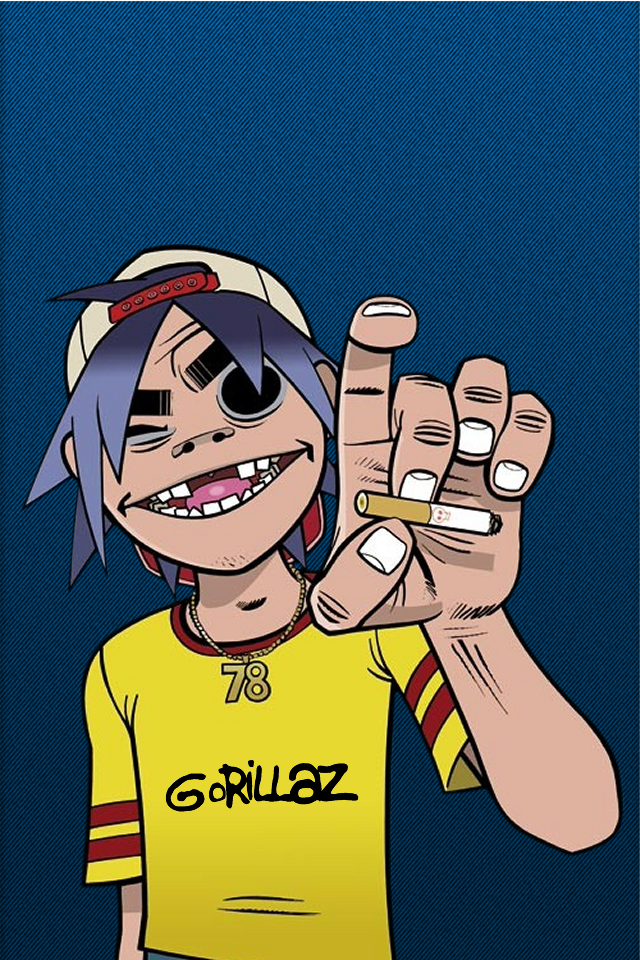 gorillaz iphone wallpaper,cartoon,animated cartoon,finger,gesture,illustration