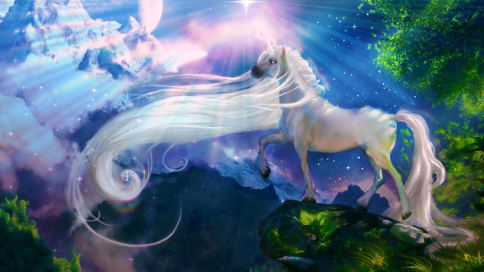 unicorn wallpaper hd,cg artwork,fictional character,mythical creature,sky,unicorn