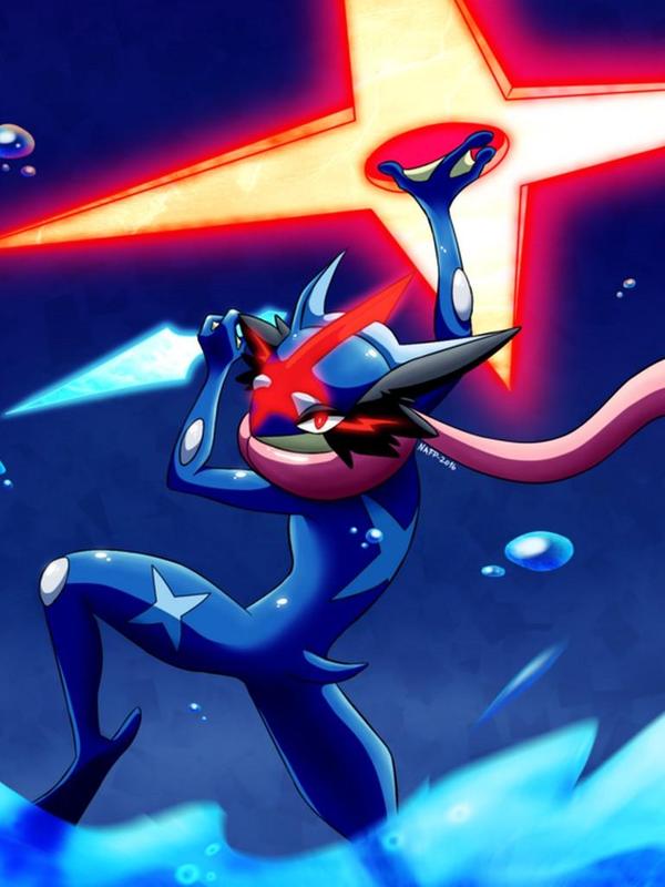 ash greninja wallpaper,cartoon,fictional character,animated cartoon,illustration,games