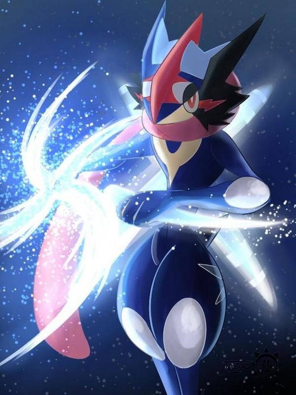 ash greninja wallpaper,cartoon,fictional character,anime,graphic design,illustration