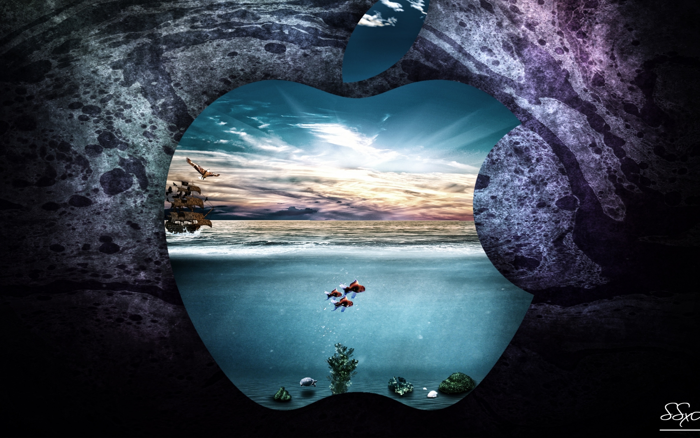 맥북 프로 망막 배경 화면 2880x1800,하늘,물,바다,바다 동굴,록
