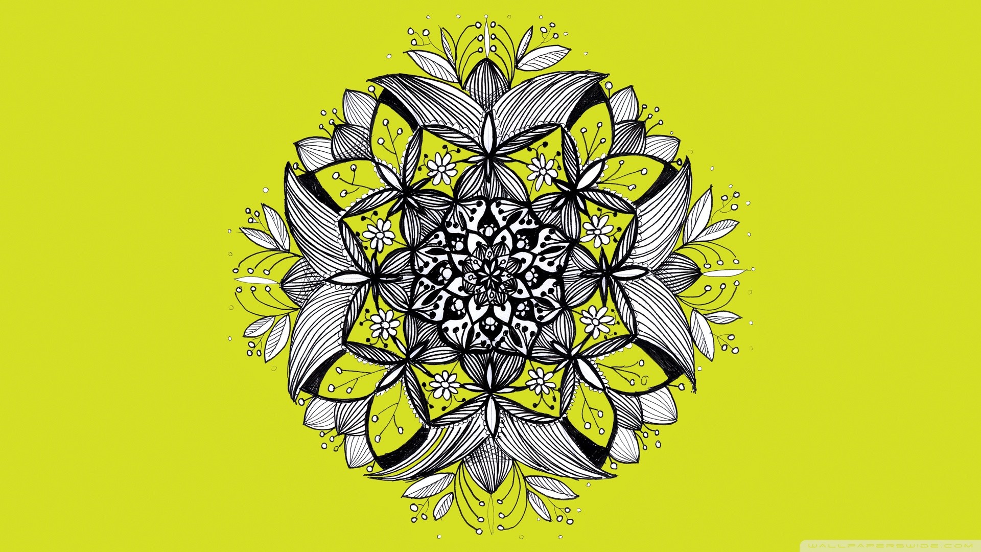 mandala fondo de pantalla hd,amarillo,modelo,simetría,planta,diseño gráfico