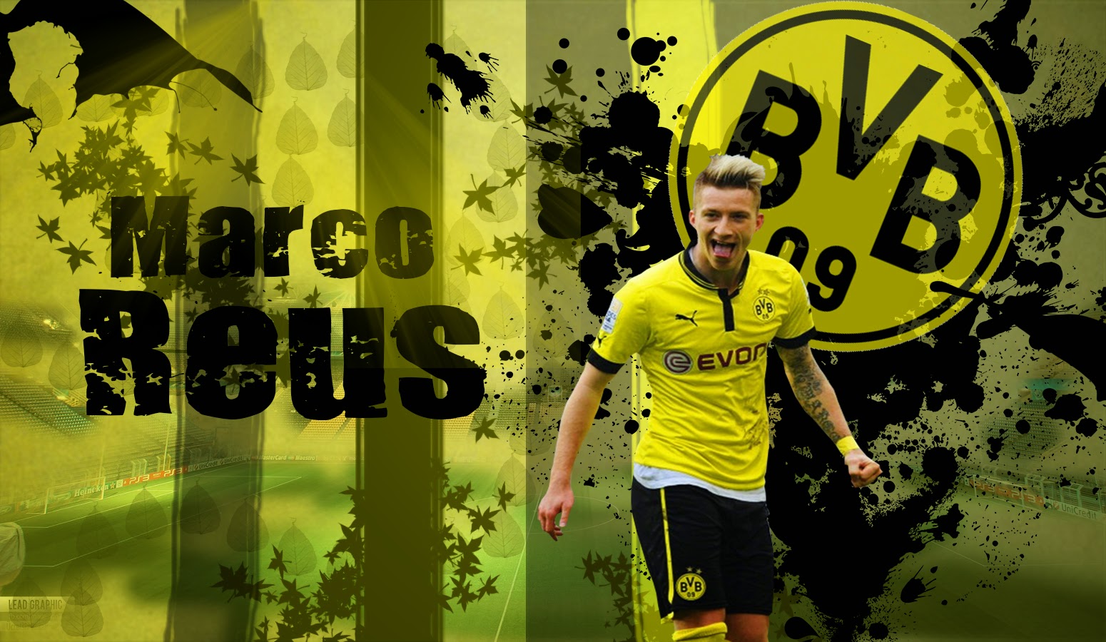 reus wallpaper,yellow,green,football player,font,graphic design