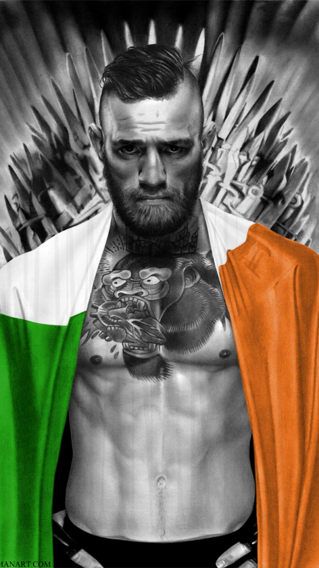 conor mcgregor iphone wallpaper,muscle,chest,t shirt,facial hair,photography
