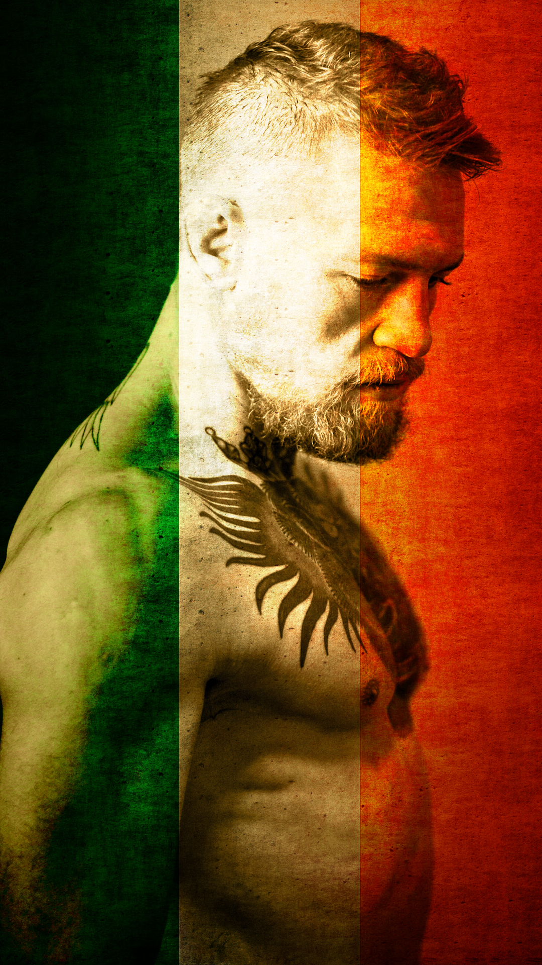 conor mcgregor iphone wallpaper,mensch,porträt,bart,truhe,kunst