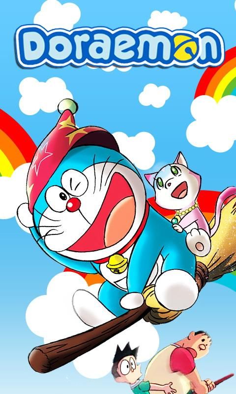 download wallpaper doraemon android,cartoon,animated cartoon,fictional character,clip art,games