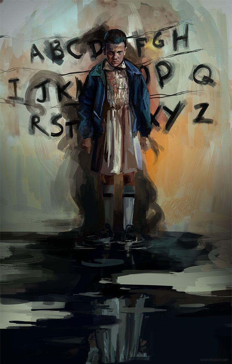 stranger things phone wallpaper,art,illustration,visual arts,painting,cg artwork