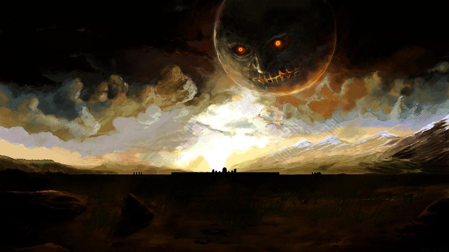 majoras mask wallpaper,cielo,atmósfera,ligero,nube,oscuridad