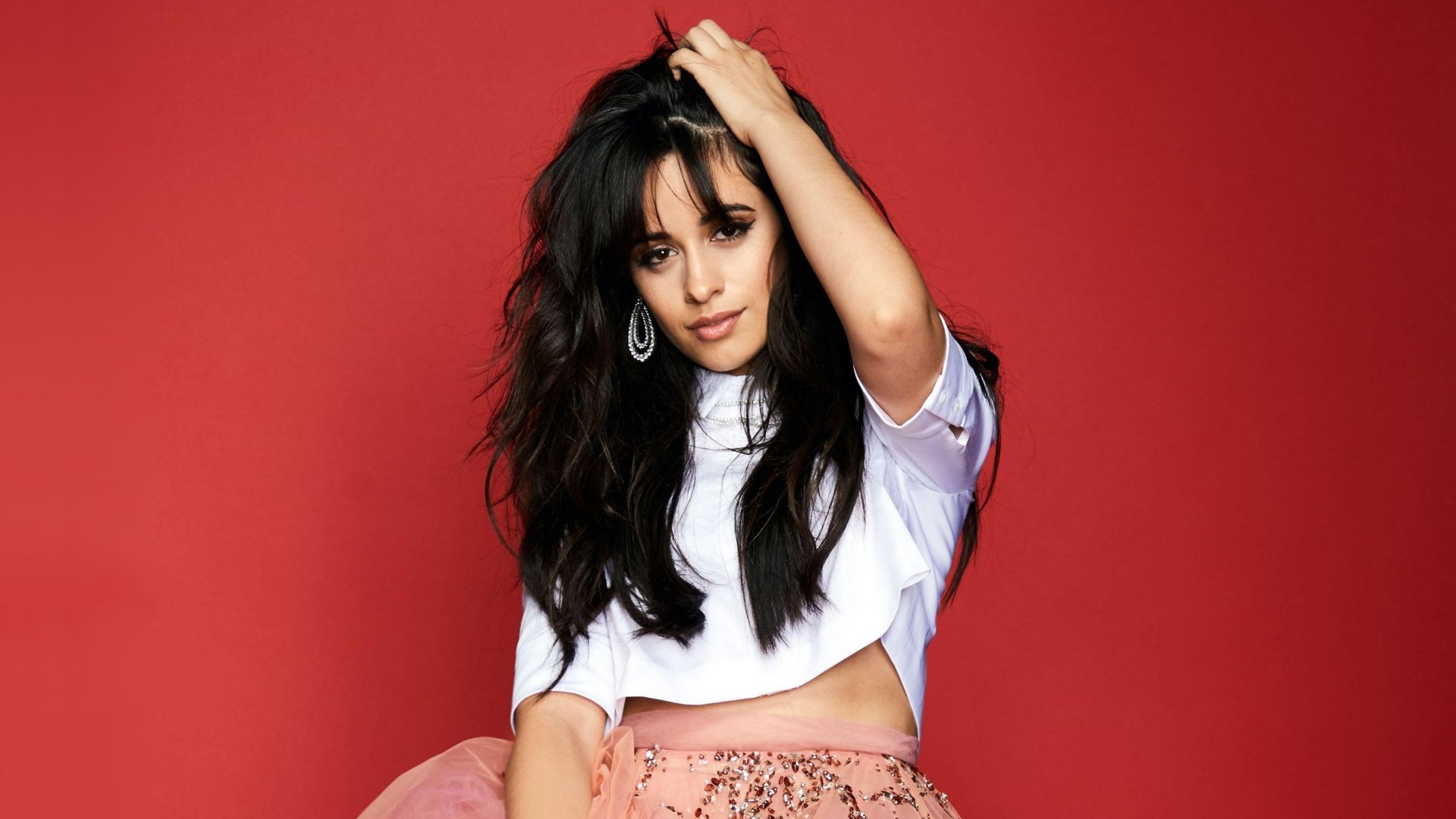 camila cabello wallpaper,hair,fashion model,photo shoot,clothing,black hair