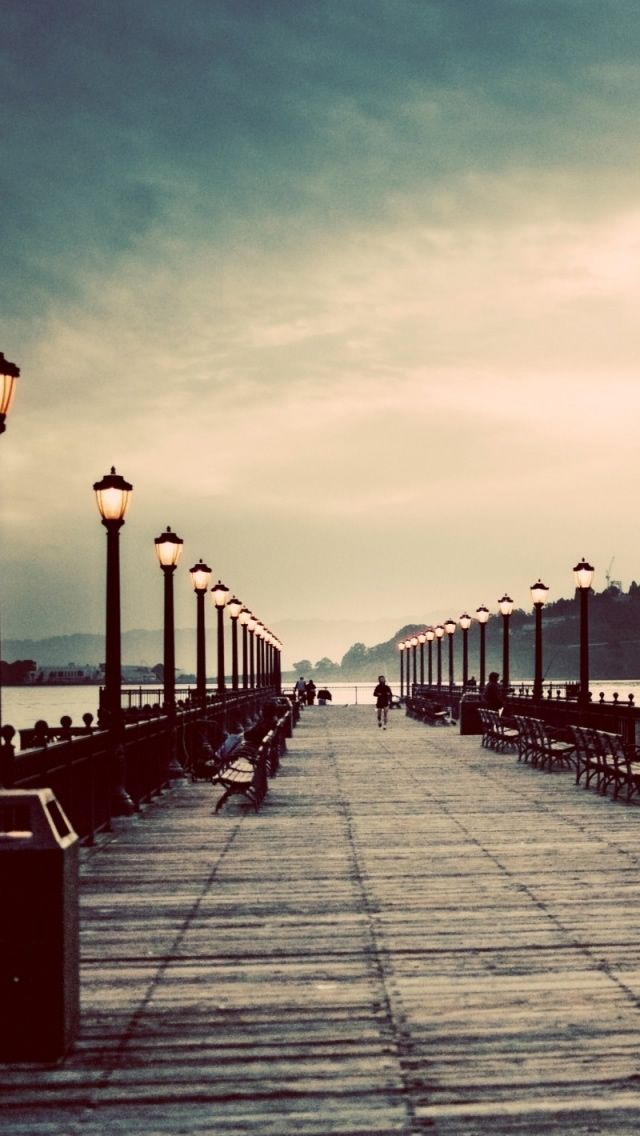 vintage iphone wallpaper,pier,sky,boardwalk,walkway,cloud (#74719
