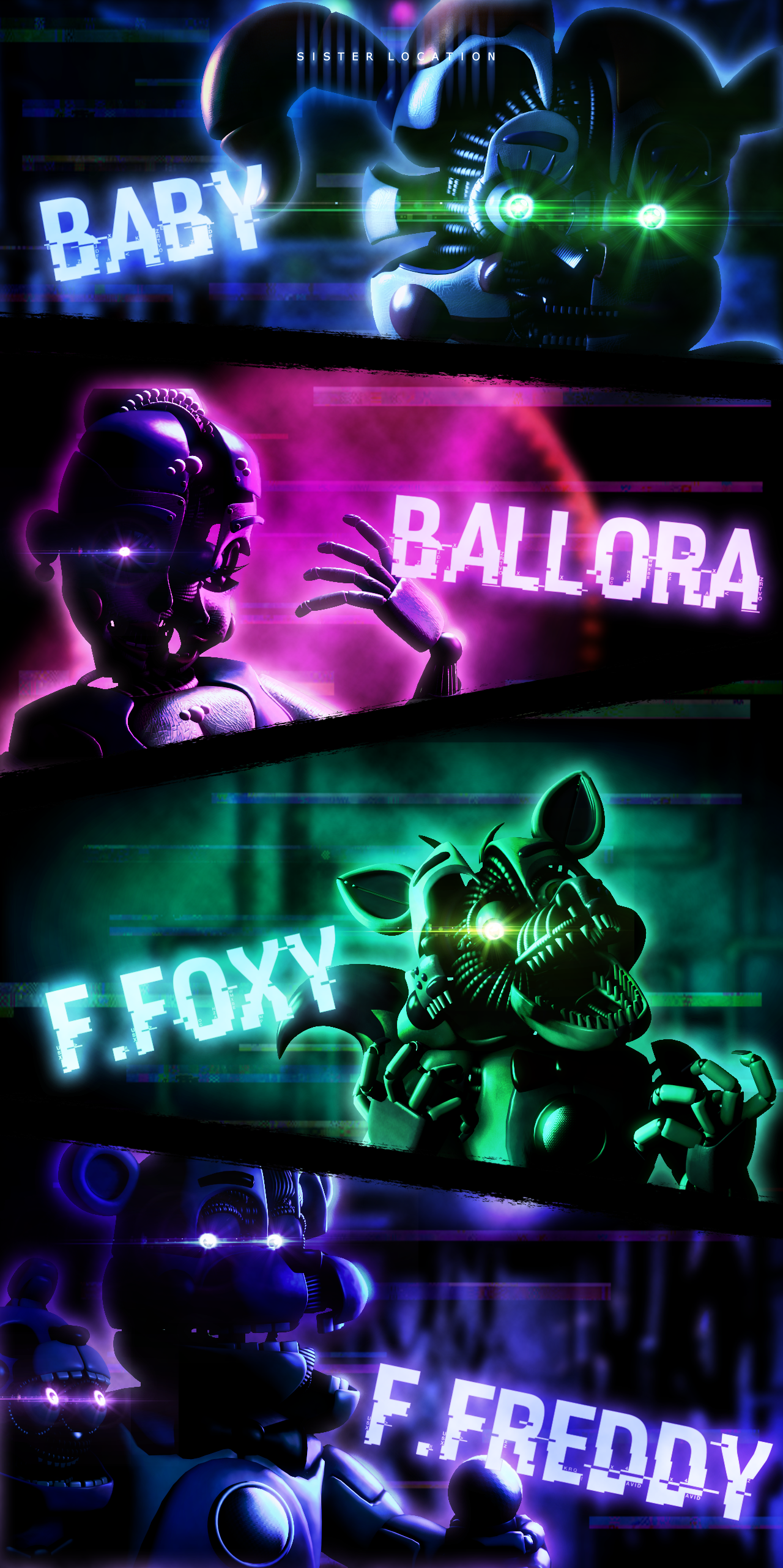 fnaf sister location wallpaper,movie,neon,poster,games,darkness
