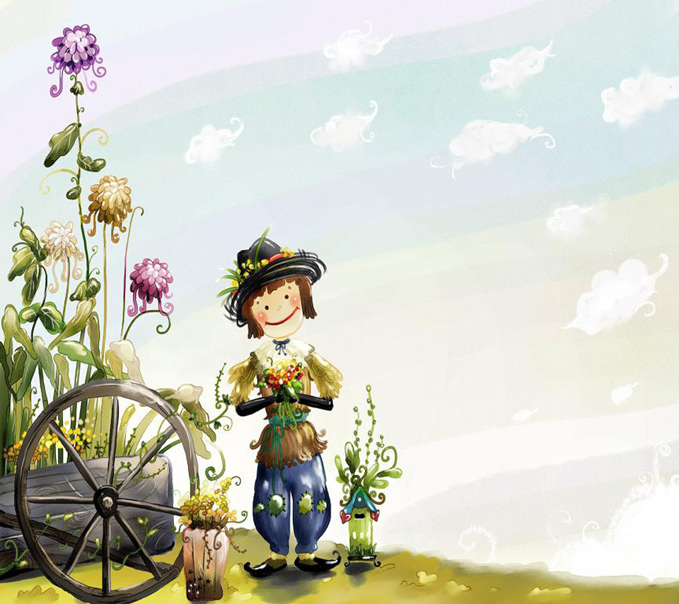 hd girl wallpaper for android,cartoon,illustration,art,plant,flower