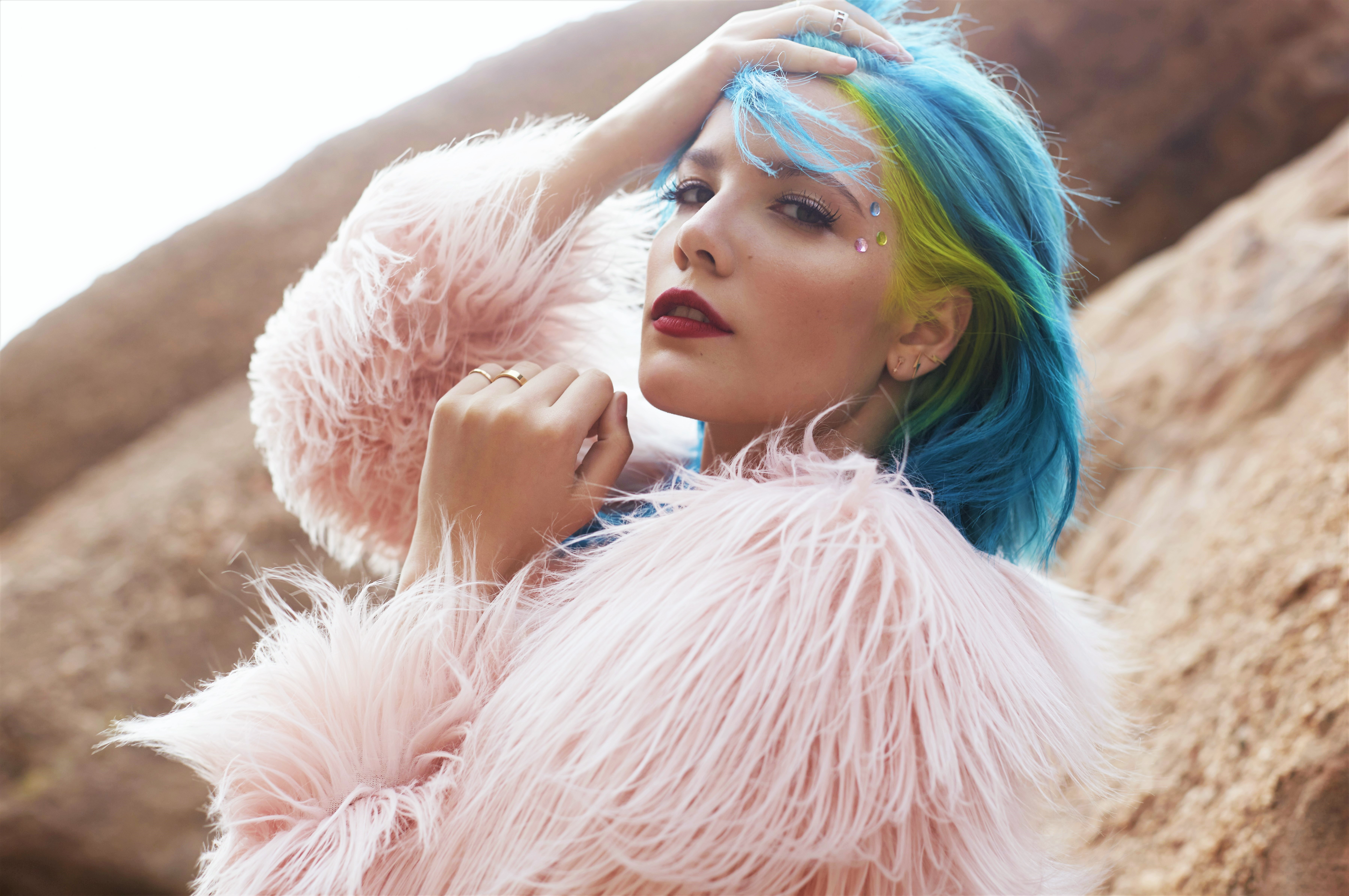 halsey wallpaper,beauty,skin,pink,fashion,fur