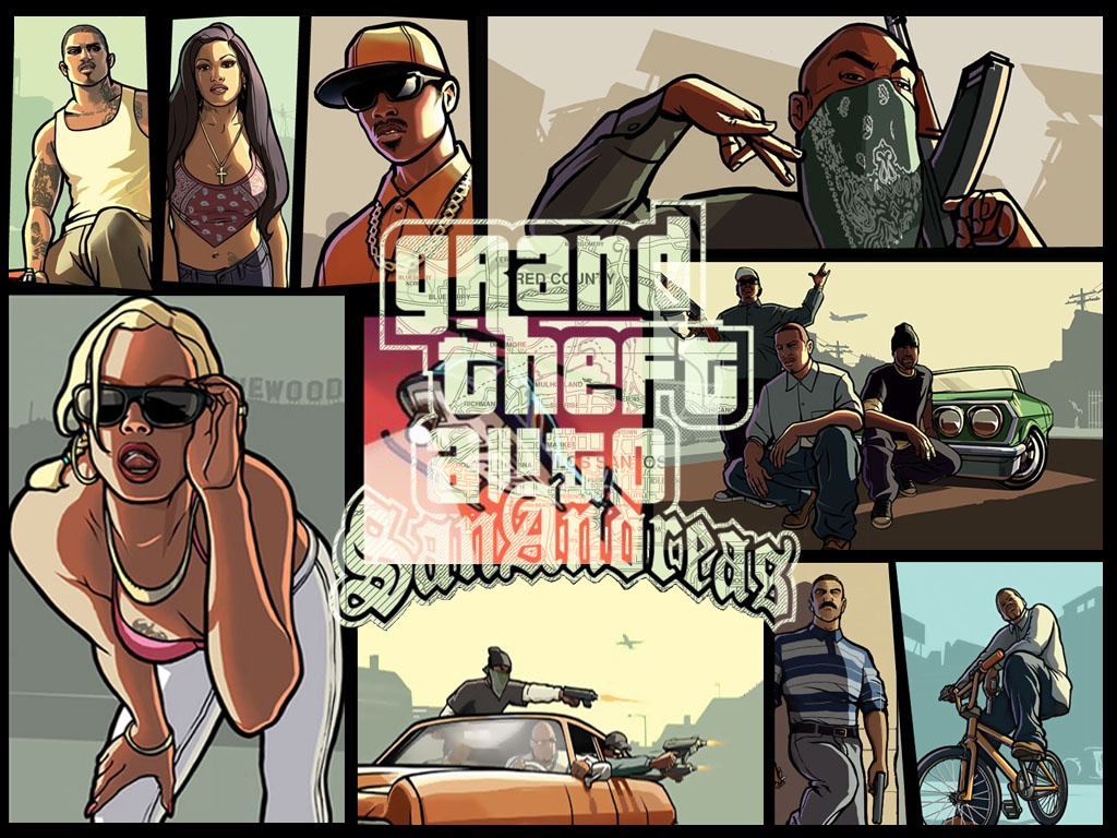 gta sa fondo de pantalla,dibujos animados,historietas,ilustración,arte,ficción